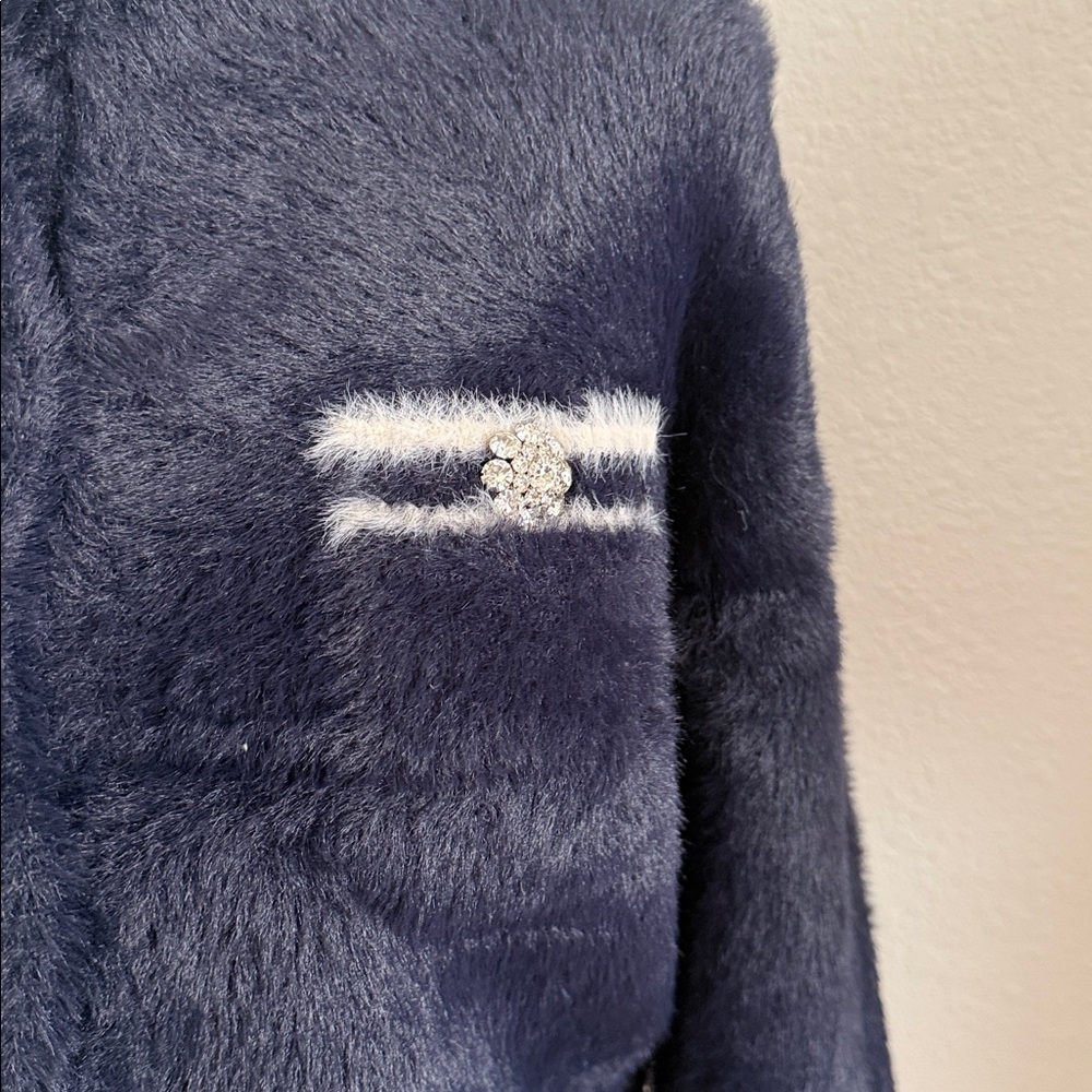 J. Crew Navy Teddy Lady Jacket with Crystal Buttons - Picture 4 of 8